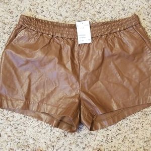 H&M Brown Faux Leather Shorts